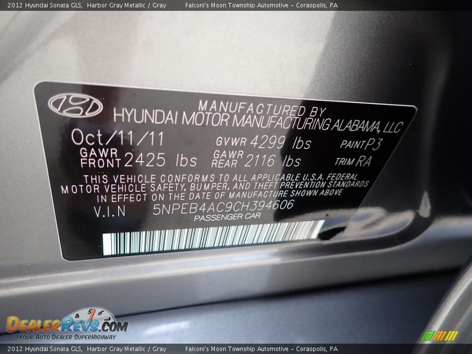 2012 Hyundai Sonata GLS Harbor Gray Metallic / Gray Photo #27