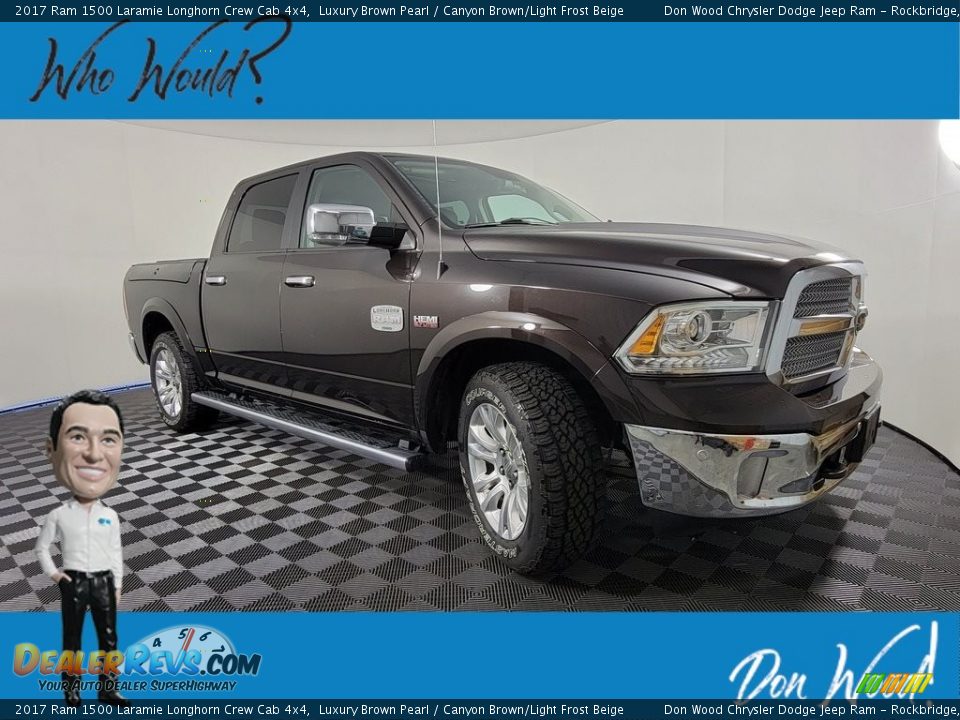 2017 Ram 1500 Laramie Longhorn Crew Cab 4x4 Luxury Brown Pearl / Canyon Brown/Light Frost Beige Photo #1