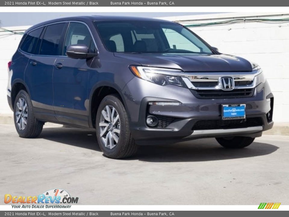 2021 Honda Pilot EX-L Modern Steel Metallic / Black Photo #1