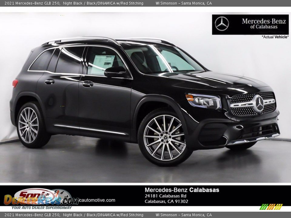 2021 Mercedes-Benz GLB 250 Night Black / Black/DINAMICA w/Red Stitching Photo #1