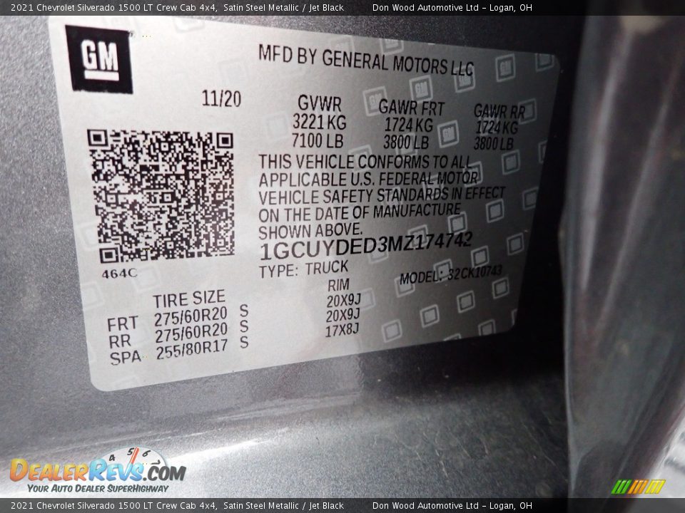 2021 Chevrolet Silverado 1500 LT Crew Cab 4x4 Satin Steel Metallic / Jet Black Photo #34