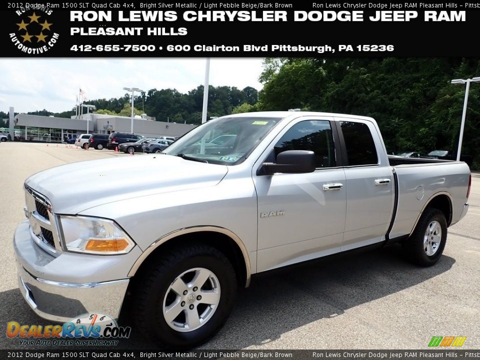 2012 Dodge Ram 1500 SLT Quad Cab 4x4 Bright Silver Metallic / Light Pebble Beige/Bark Brown Photo #1