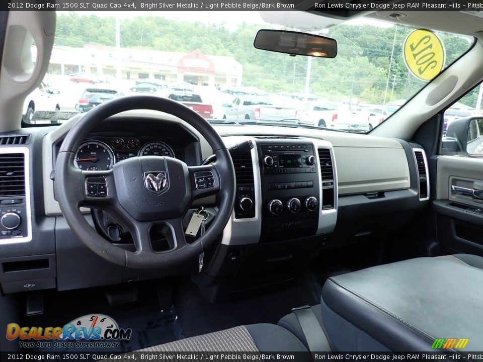 2012 Dodge Ram 1500 SLT Quad Cab 4x4 Bright Silver Metallic / Light Pebble Beige/Bark Brown Photo #12