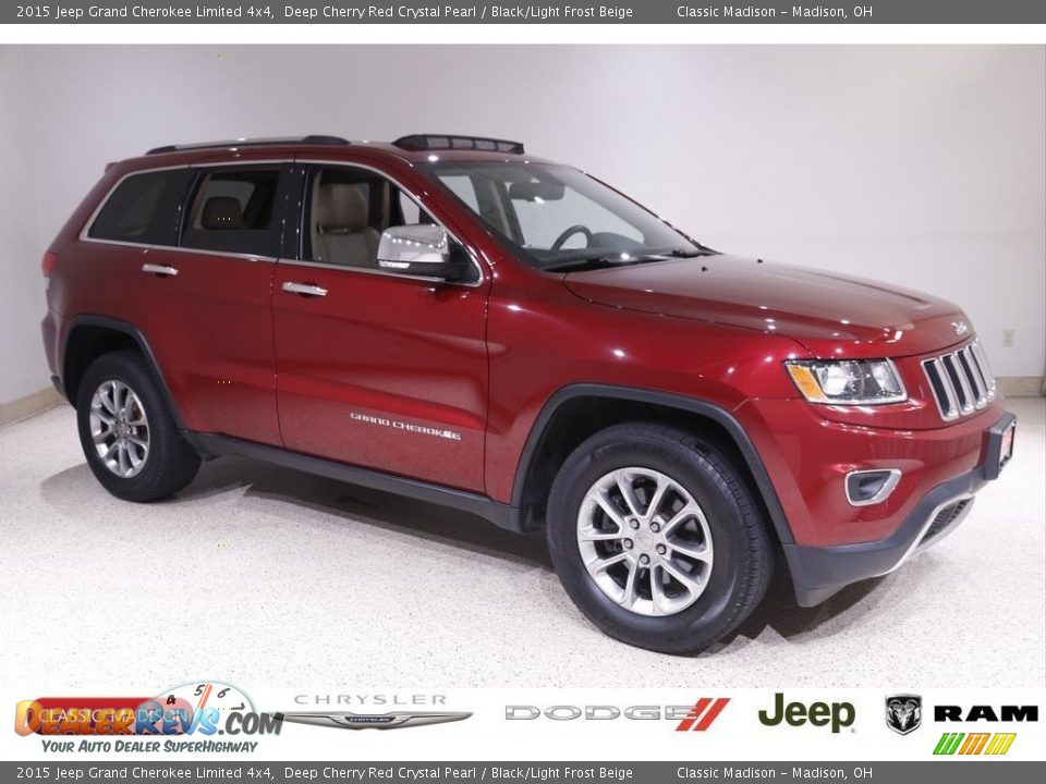 2015 Jeep Grand Cherokee Limited 4x4 Deep Cherry Red Crystal Pearl / Black/Light Frost Beige Photo #1