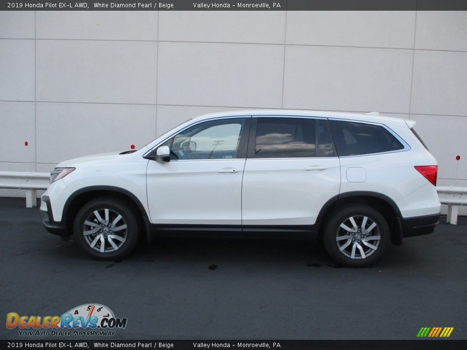 2019 Honda Pilot EX-L AWD White Diamond Pearl / Beige Photo #2