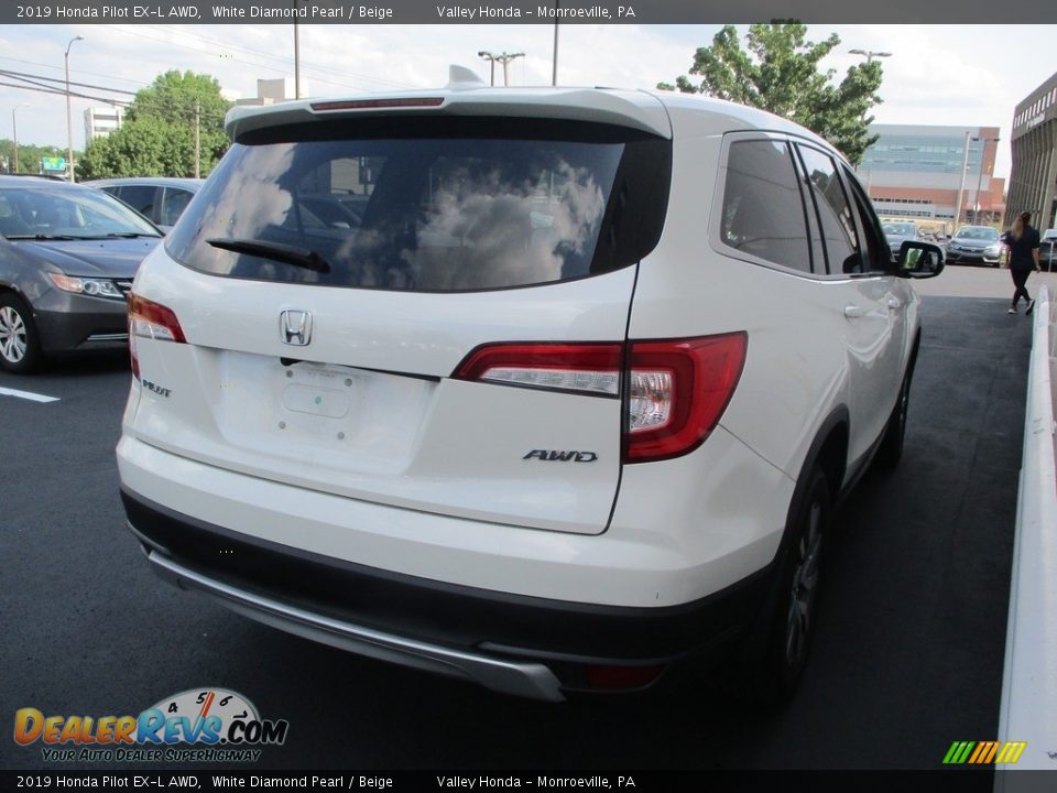 2019 Honda Pilot EX-L AWD White Diamond Pearl / Beige Photo #5