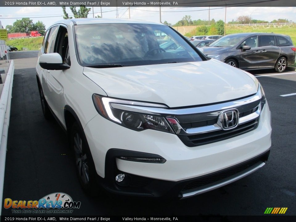 2019 Honda Pilot EX-L AWD White Diamond Pearl / Beige Photo #7