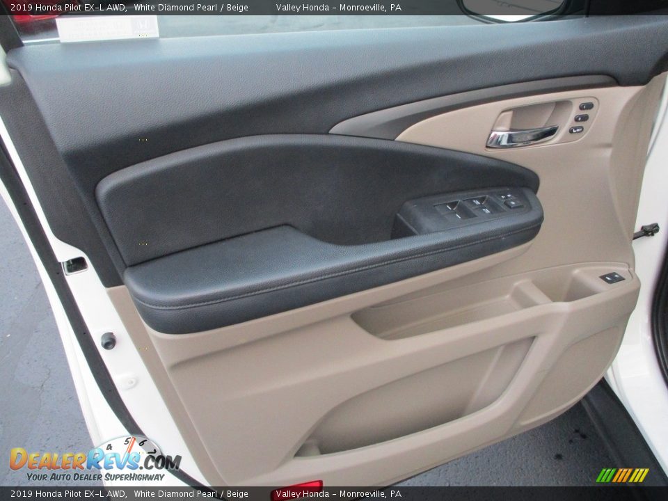 2019 Honda Pilot EX-L AWD White Diamond Pearl / Beige Photo #10