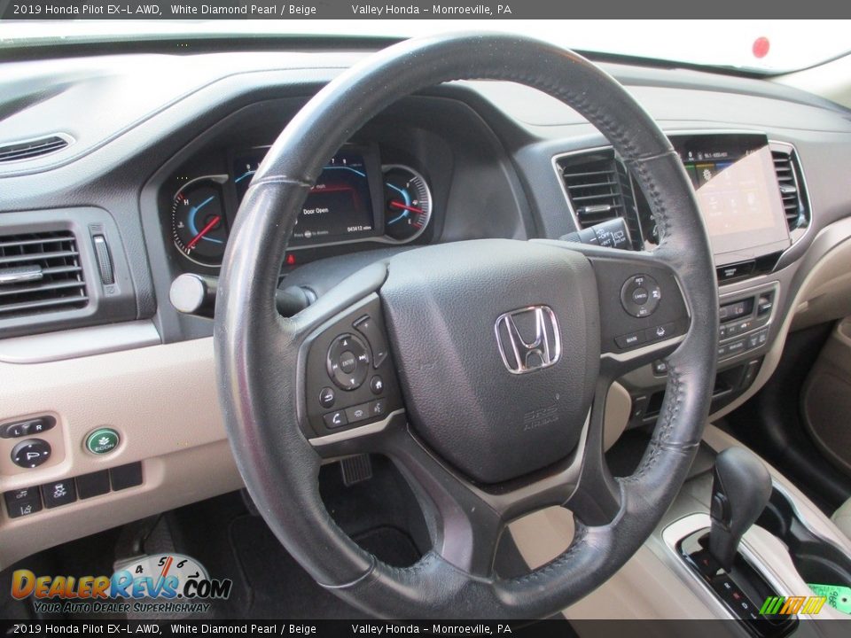 2019 Honda Pilot EX-L AWD White Diamond Pearl / Beige Photo #15
