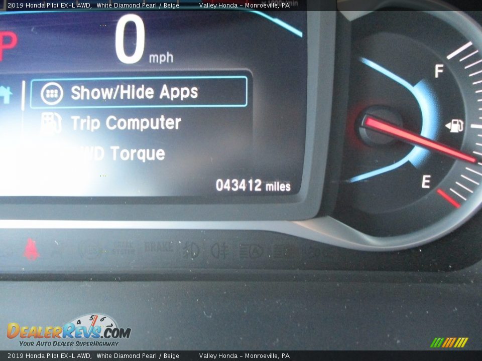 2019 Honda Pilot EX-L AWD White Diamond Pearl / Beige Photo #20