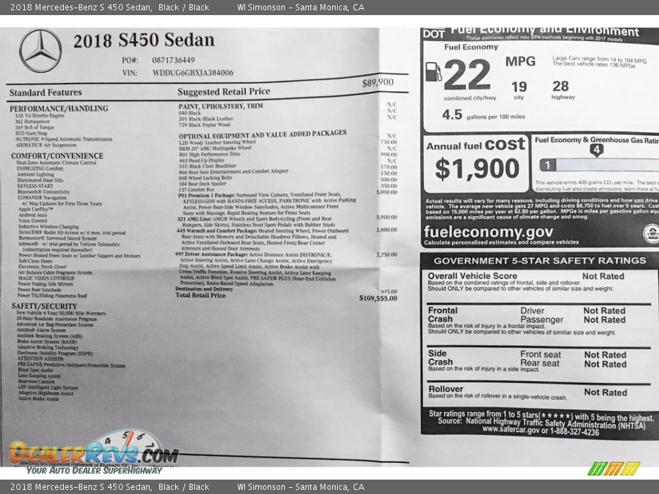 2018 Mercedes-Benz S 450 Sedan Black / Black Photo #11