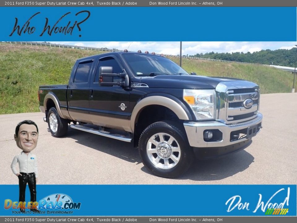 2011 Ford F350 Super Duty Lariat Crew Cab 4x4 Tuxedo Black / Adobe Photo #1