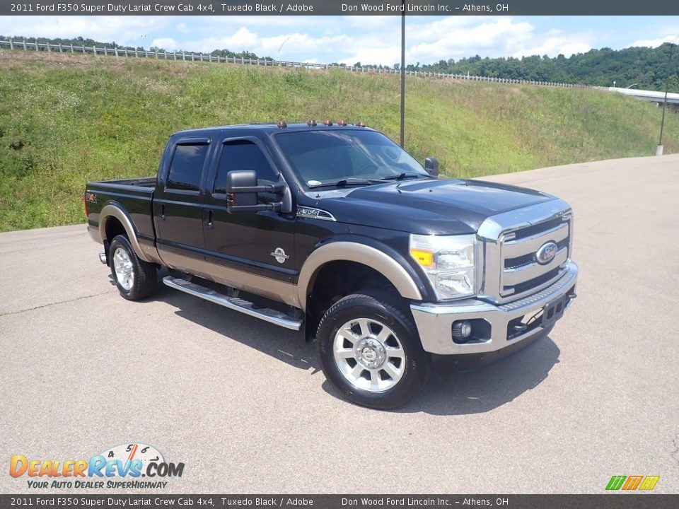 2011 Ford F350 Super Duty Lariat Crew Cab 4x4 Tuxedo Black / Adobe Photo #3