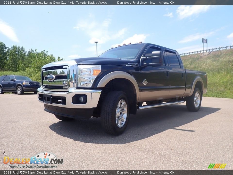 2011 Ford F350 Super Duty Lariat Crew Cab 4x4 Tuxedo Black / Adobe Photo #8