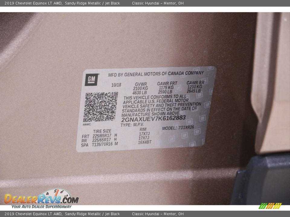 2019 Chevrolet Equinox LT AWD Sandy Ridge Metallic / Jet Black Photo #18