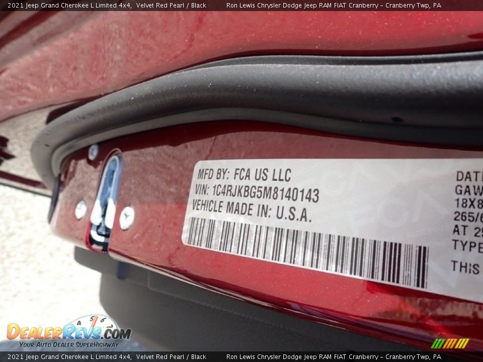 2021 Jeep Grand Cherokee L Limited 4x4 Velvet Red Pearl / Black Photo #16