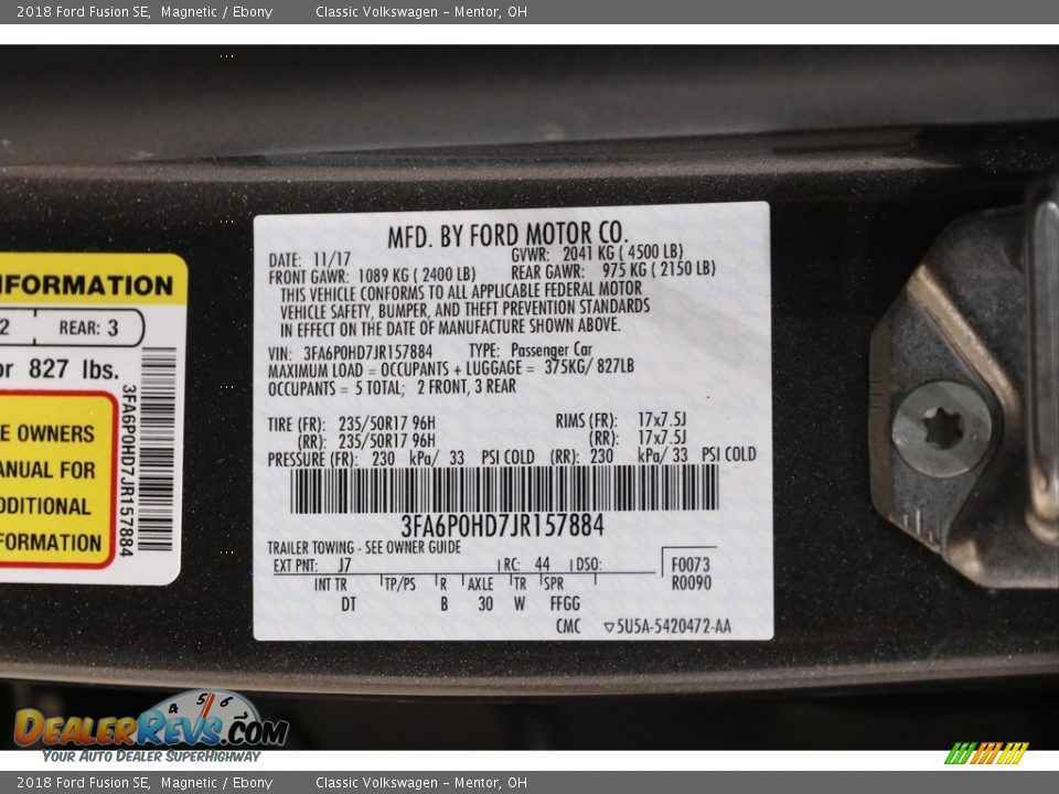 2018 Ford Fusion SE Magnetic / Ebony Photo #16