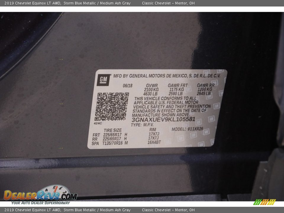 2019 Chevrolet Equinox LT AWD Storm Blue Metallic / Medium Ash Gray Photo #19