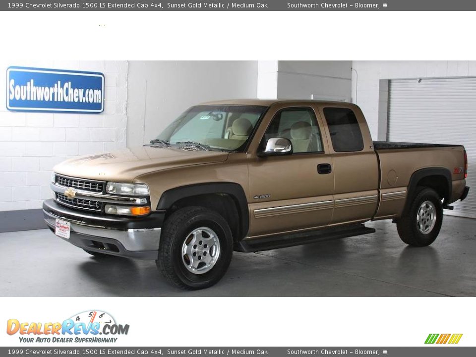 1999 Chevrolet Silverado 1500 LS Extended Cab 4x4 Sunset Gold Metallic / Medium Oak Photo #1