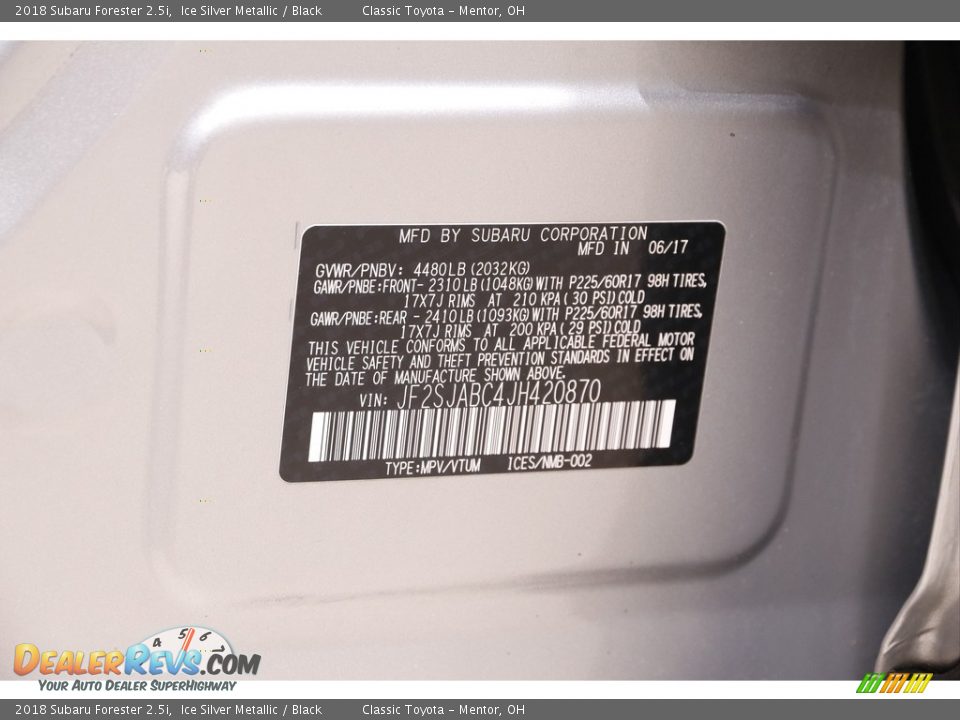 2018 Subaru Forester 2.5i Ice Silver Metallic / Black Photo #24