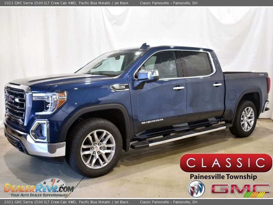 2021 GMC Sierra 1500 SLT Crew Cab 4WD Pacific Blue Metallic / Jet Black Photo #1