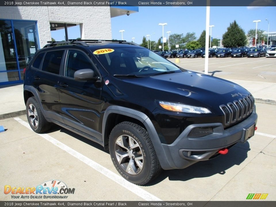2018 Jeep Cherokee Trailhawk 4x4 Diamond Black Crystal Pearl / Black Photo #3