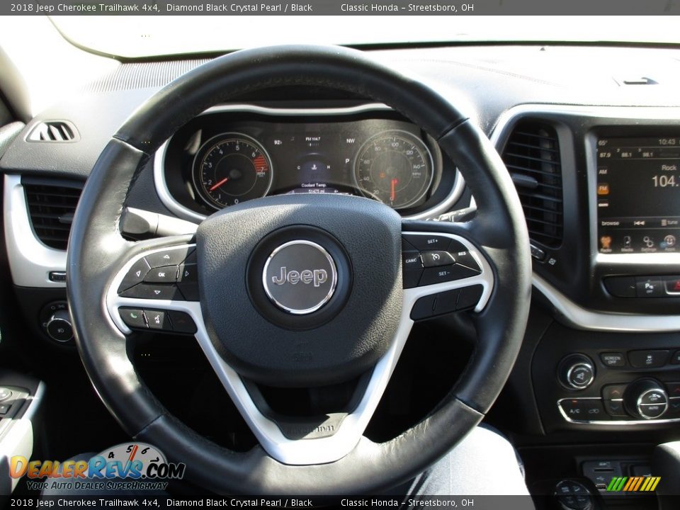 2018 Jeep Cherokee Trailhawk 4x4 Diamond Black Crystal Pearl / Black Photo #29