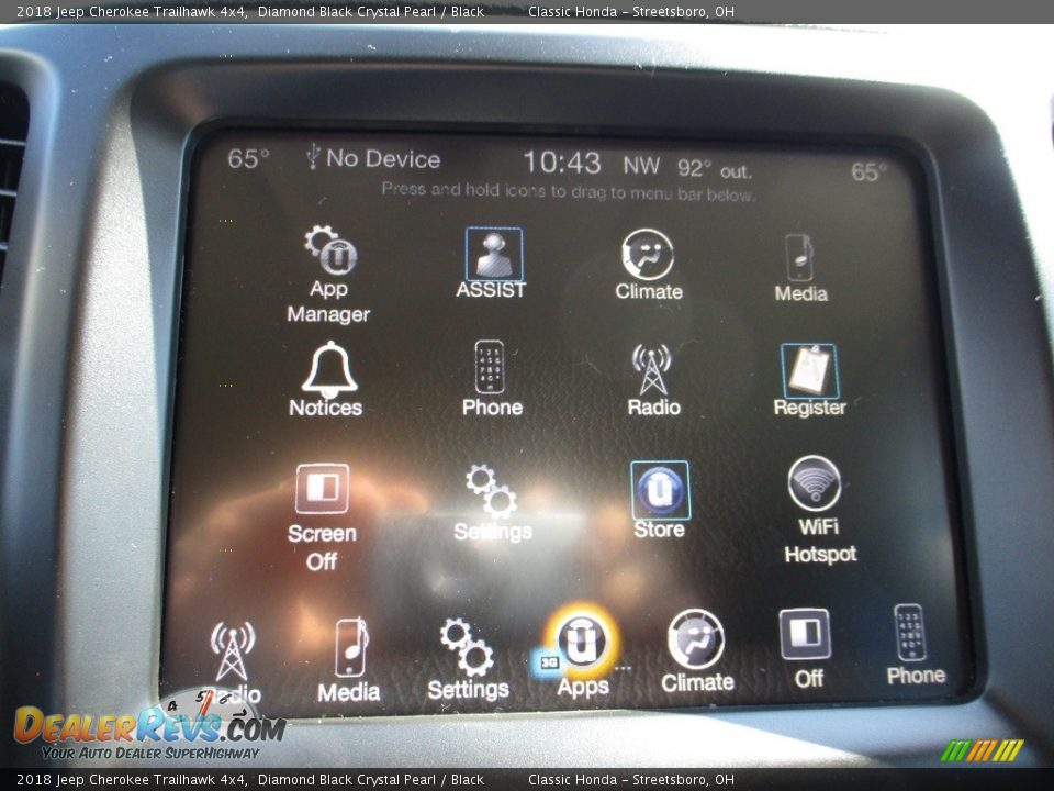 2018 Jeep Cherokee Trailhawk 4x4 Diamond Black Crystal Pearl / Black Photo #36
