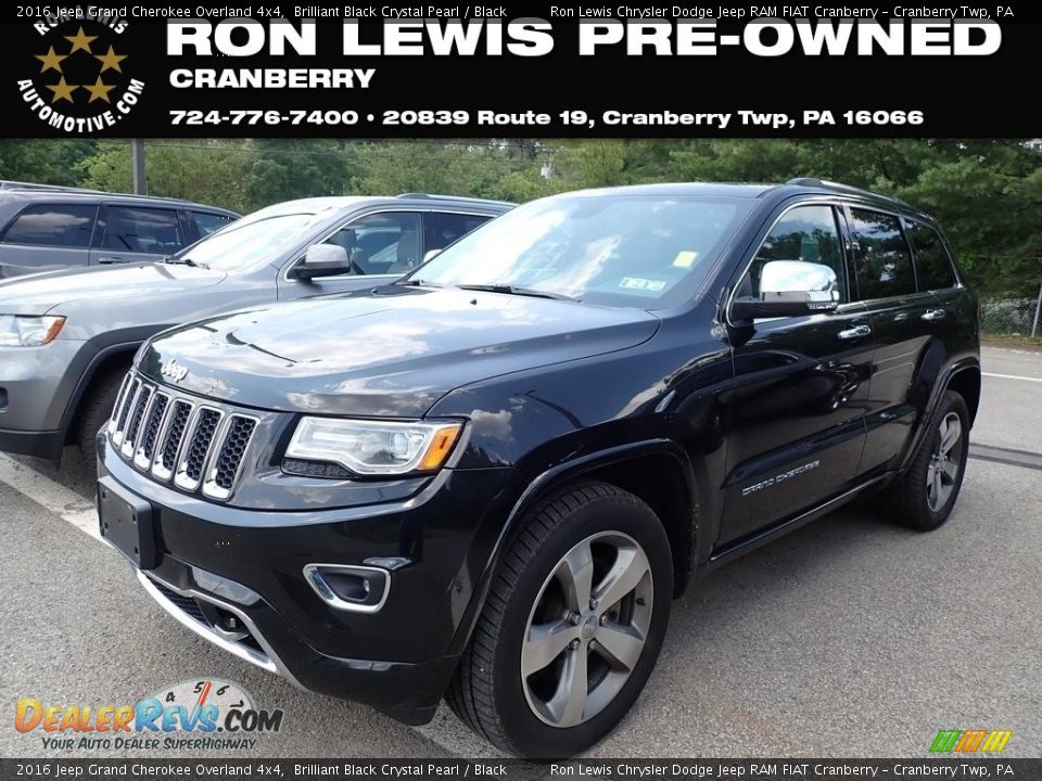 2016 Jeep Grand Cherokee Overland 4x4 Brilliant Black Crystal Pearl / Black Photo #1