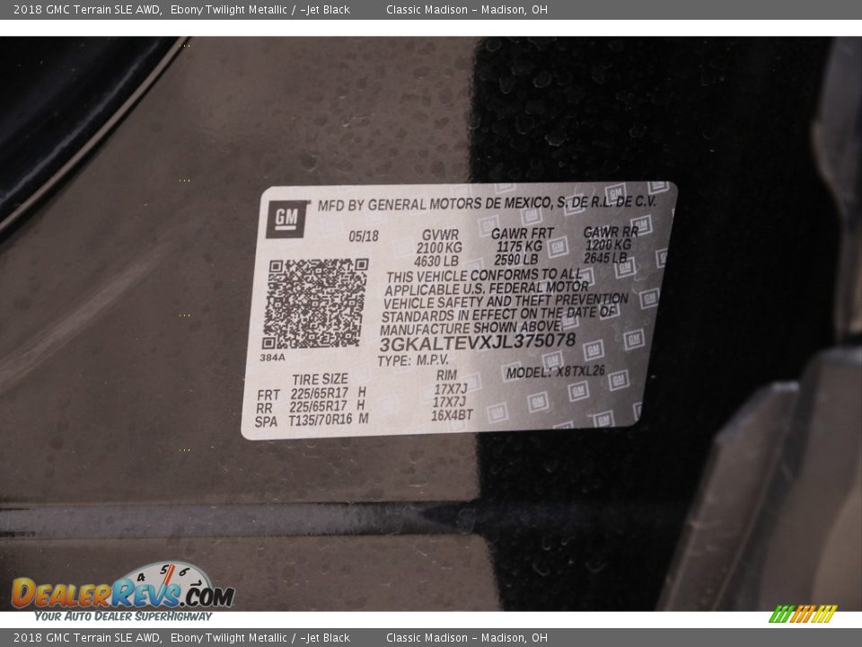 2018 GMC Terrain SLE AWD Ebony Twilight Metallic / ­Jet Black Photo #18