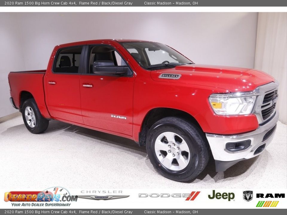 2020 Ram 1500 Big Horn Crew Cab 4x4 Flame Red / Black/Diesel Gray Photo #1