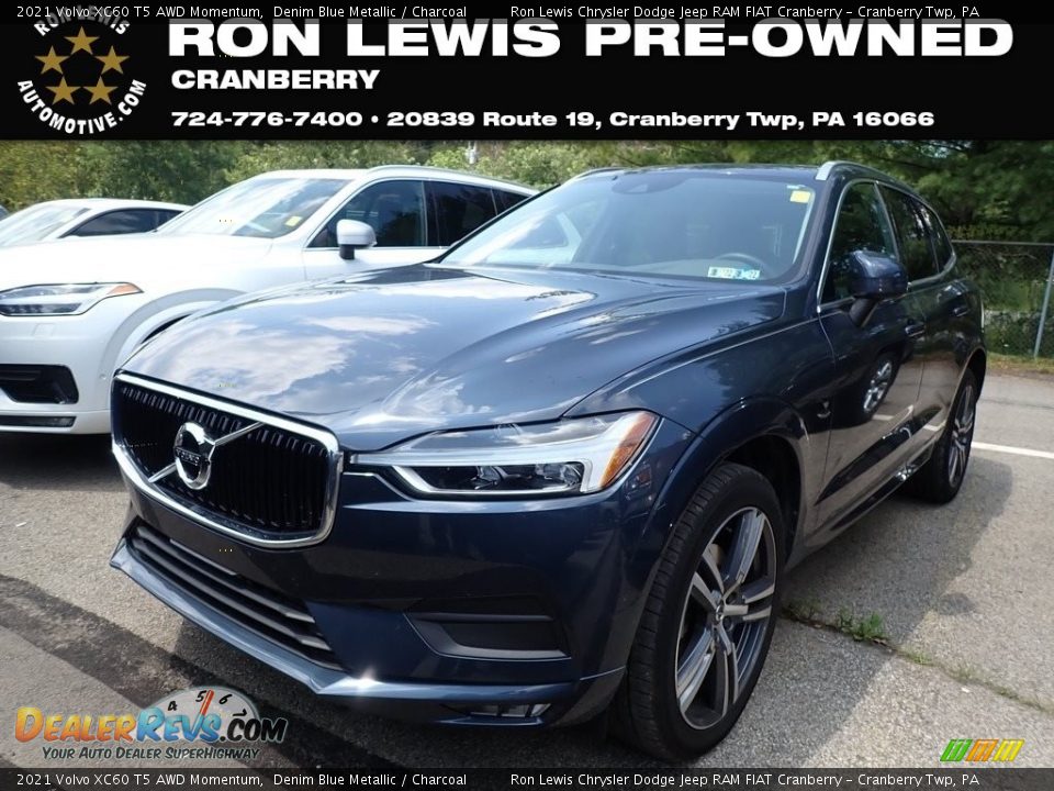 2021 Volvo XC60 T5 AWD Momentum Denim Blue Metallic / Charcoal Photo #1