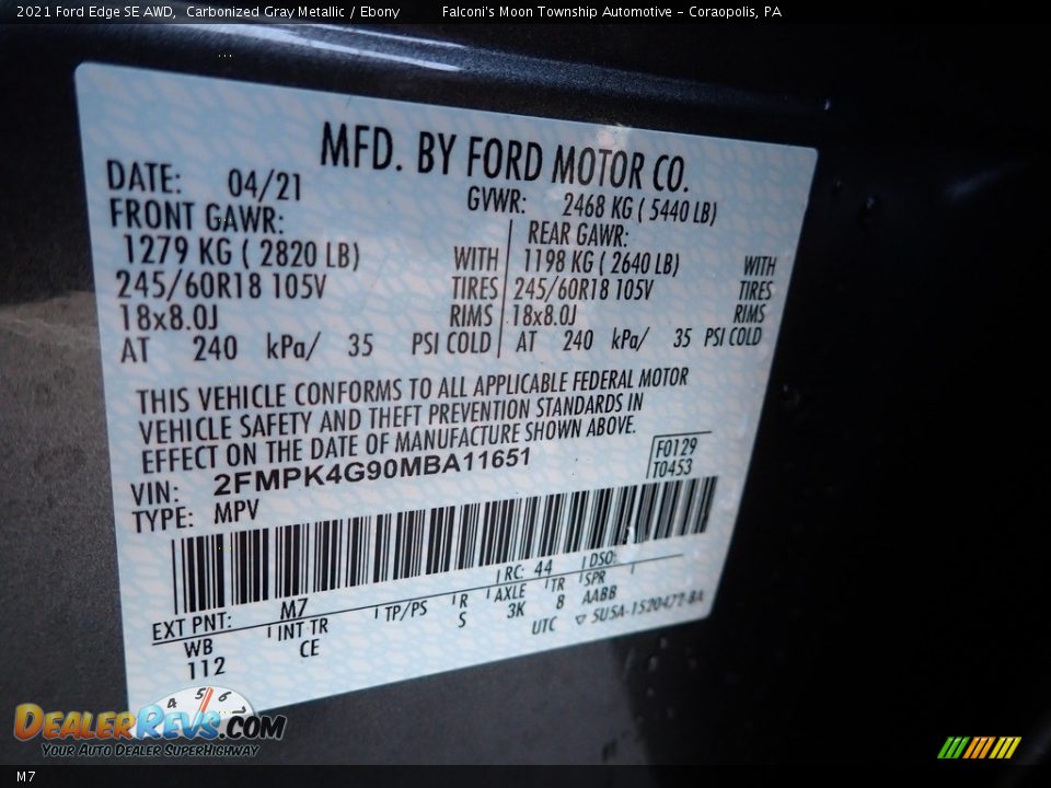 Ford Color Code M7 Carbonized Gray Metallic