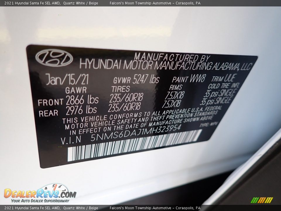 2021 Hyundai Santa Fe SEL AWD Quartz White / Beige Photo #18