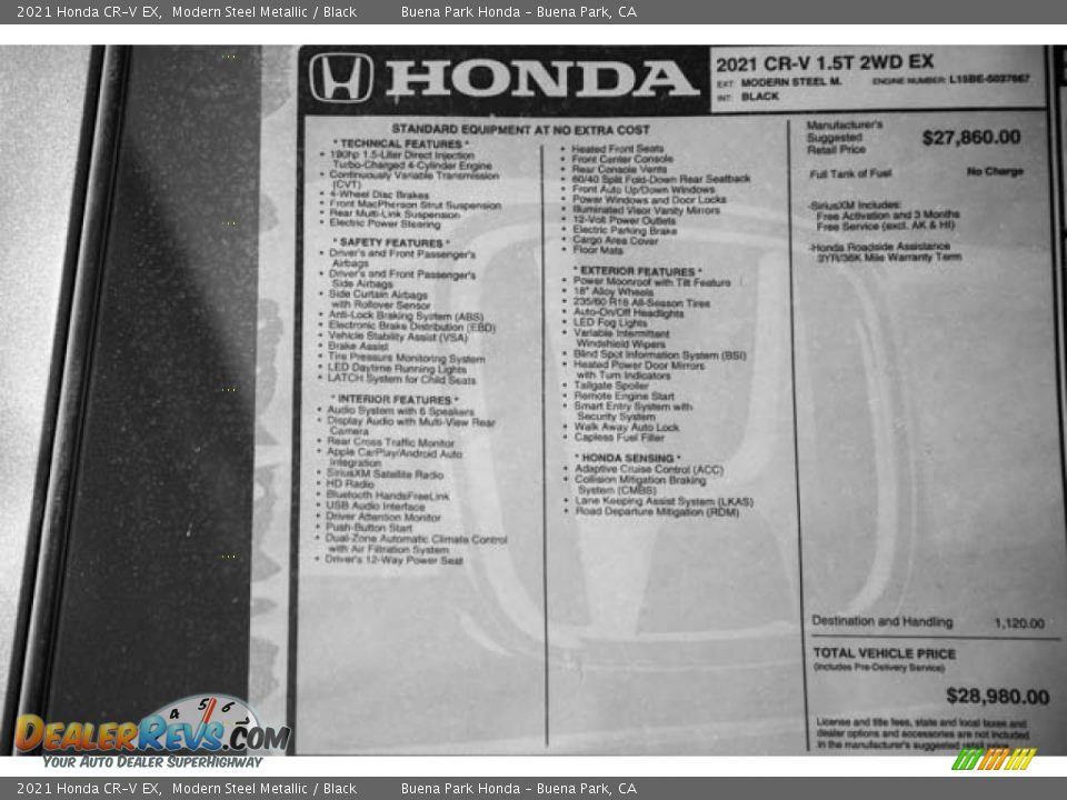 2021 Honda CR-V EX Modern Steel Metallic / Black Photo #36
