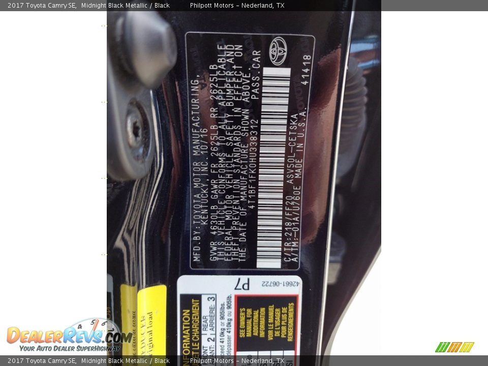 2017 Toyota Camry SE Midnight Black Metallic / Black Photo #30