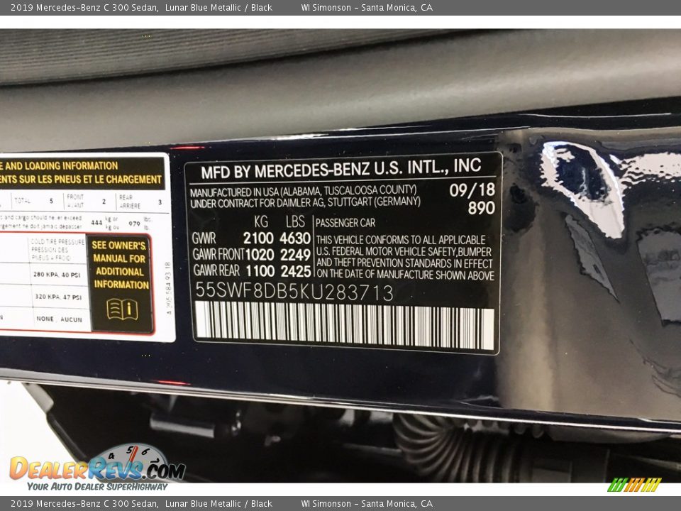 2019 Mercedes-Benz C 300 Sedan Lunar Blue Metallic / Black Photo #11