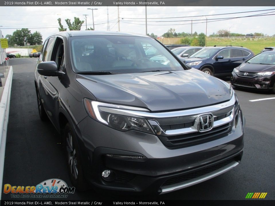 2019 Honda Pilot EX-L AWD Modern Steel Metallic / Gray Photo #7