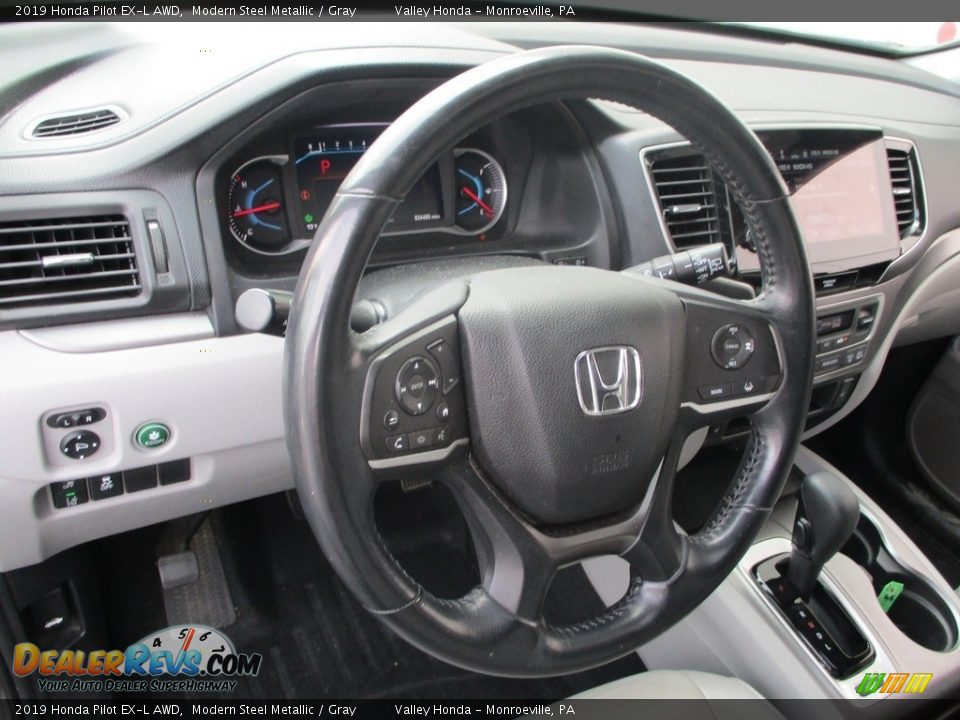 2019 Honda Pilot EX-L AWD Modern Steel Metallic / Gray Photo #14