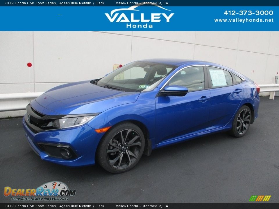 2019 Honda Civic Sport Sedan Agean Blue Metallic / Black Photo #1
