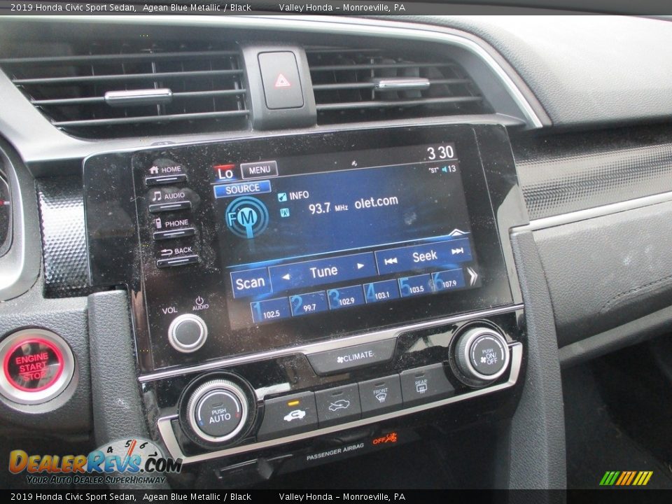 2019 Honda Civic Sport Sedan Agean Blue Metallic / Black Photo #14