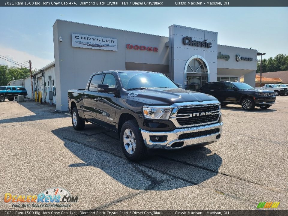 2021 Ram 1500 Big Horn Crew Cab 4x4 Diamond Black Crystal Pearl / Diesel Gray/Black Photo #1