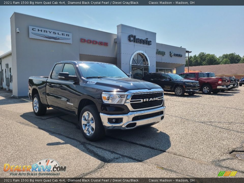 2021 Ram 1500 Big Horn Quad Cab 4x4 Diamond Black Crystal Pearl / Diesel Gray/Black Photo #1