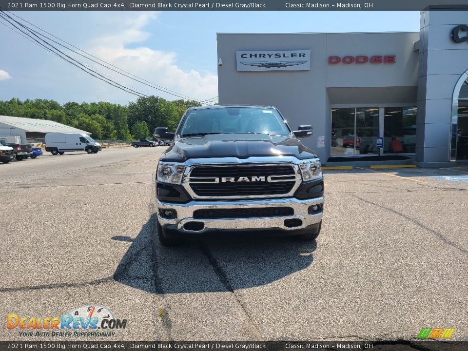 2021 Ram 1500 Big Horn Quad Cab 4x4 Diamond Black Crystal Pearl / Diesel Gray/Black Photo #2