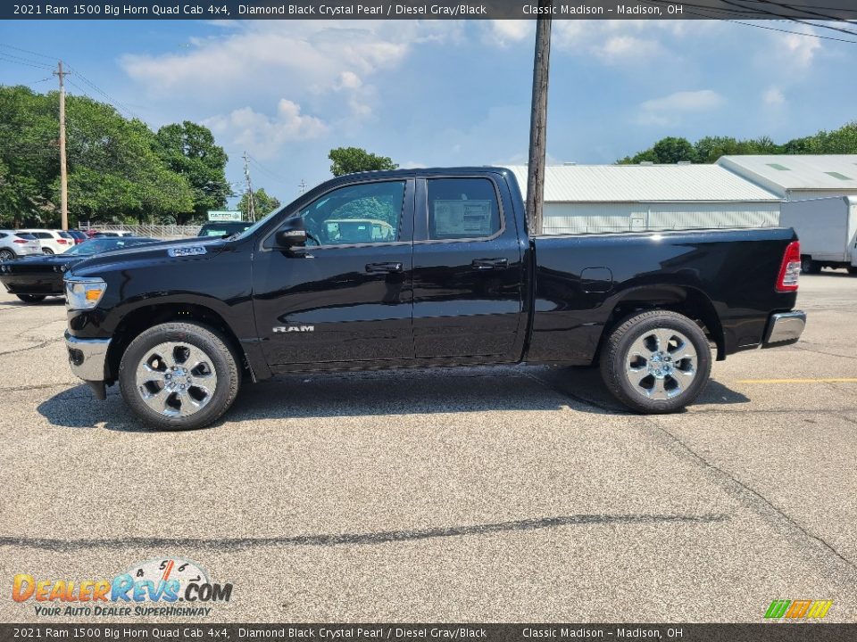 2021 Ram 1500 Big Horn Quad Cab 4x4 Diamond Black Crystal Pearl / Diesel Gray/Black Photo #3