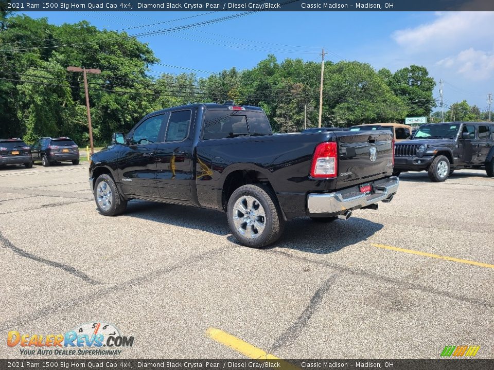 2021 Ram 1500 Big Horn Quad Cab 4x4 Diamond Black Crystal Pearl / Diesel Gray/Black Photo #4