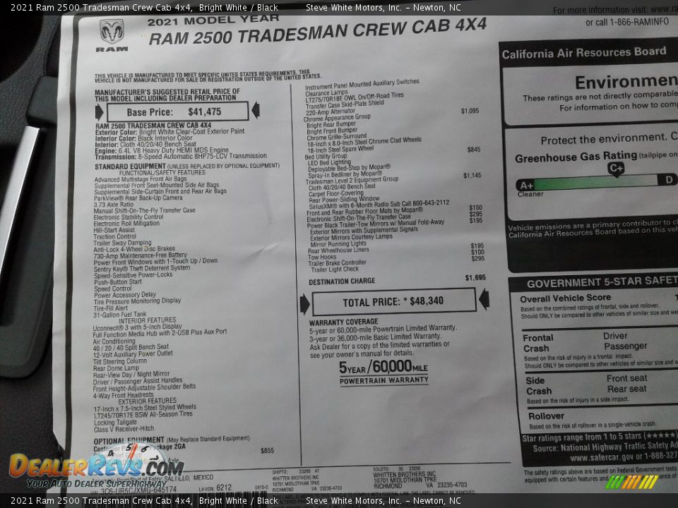 2021 Ram 2500 Tradesman Crew Cab 4x4 Bright White / Black Photo #29