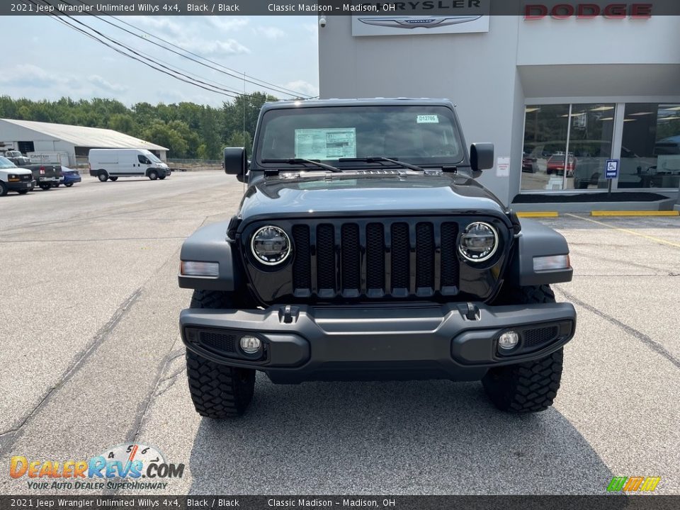 2021 Jeep Wrangler Unlimited Willys 4x4 Black / Black Photo #2