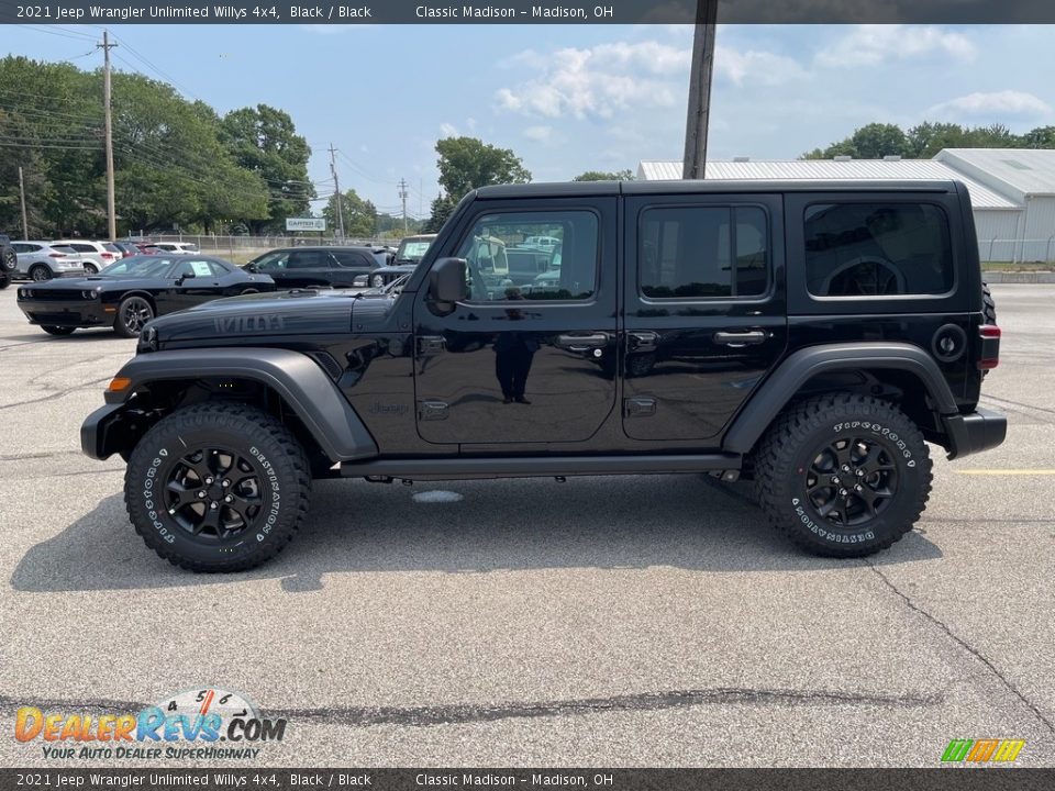 2021 Jeep Wrangler Unlimited Willys 4x4 Black / Black Photo #3