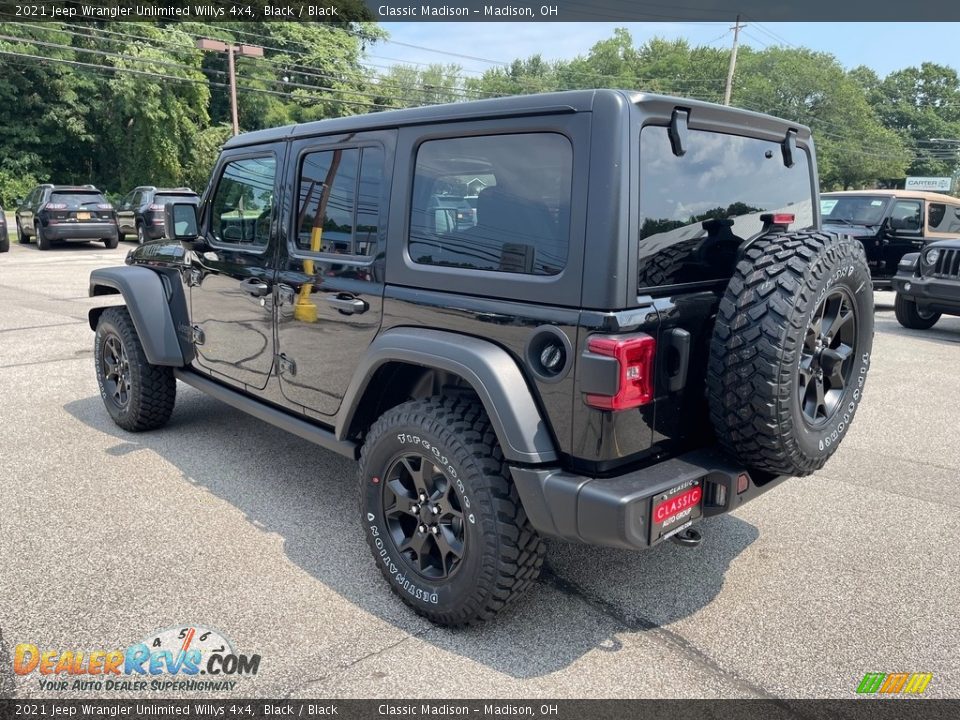 2021 Jeep Wrangler Unlimited Willys 4x4 Black / Black Photo #4